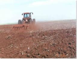 Máquina trabalhando no terreno 